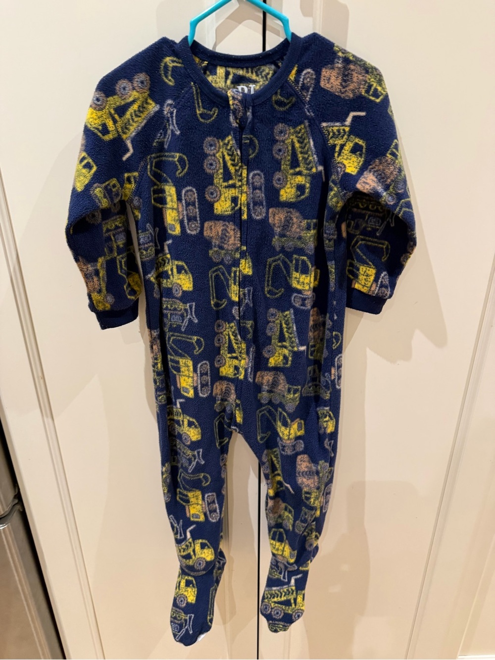 Pj place 18-24m Kids Navy Construction-Print One-Piece Pajamas
